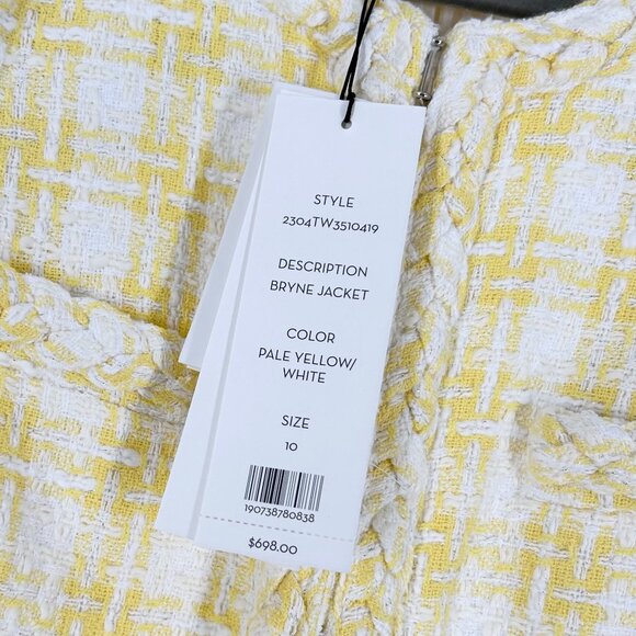 NWT Veronica Beard Bryne Jacket in Pale Yellow/White Size 10 - Picture 10 of 12